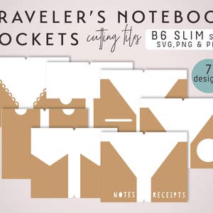 B6 Slim Traveler's Notebook Pockets Die Cutting Files 7 Designs SVG ...