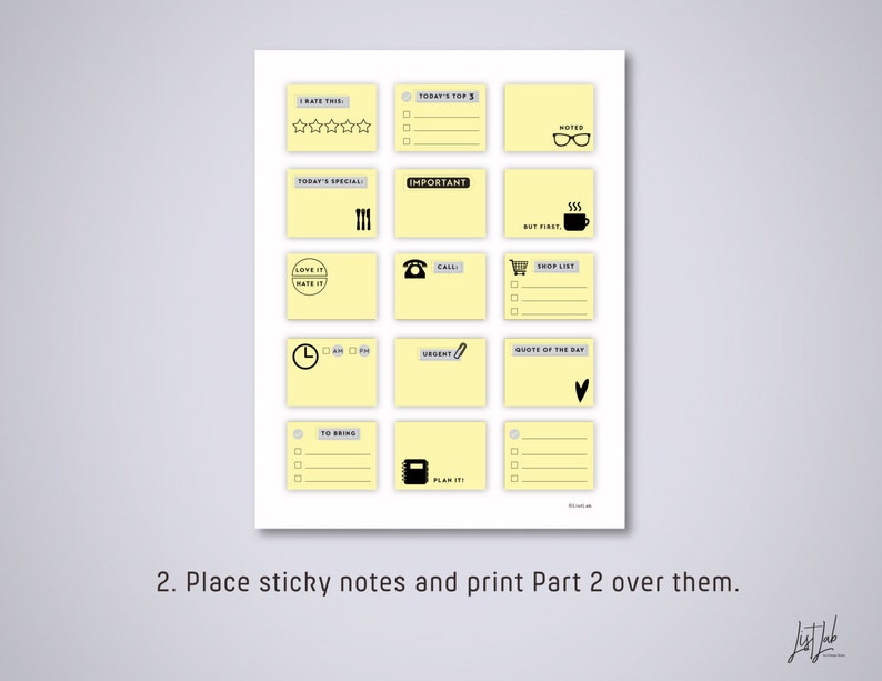 MINI STICKY Notes Printable PDF fits 1.5in by 2in Notepads image 3