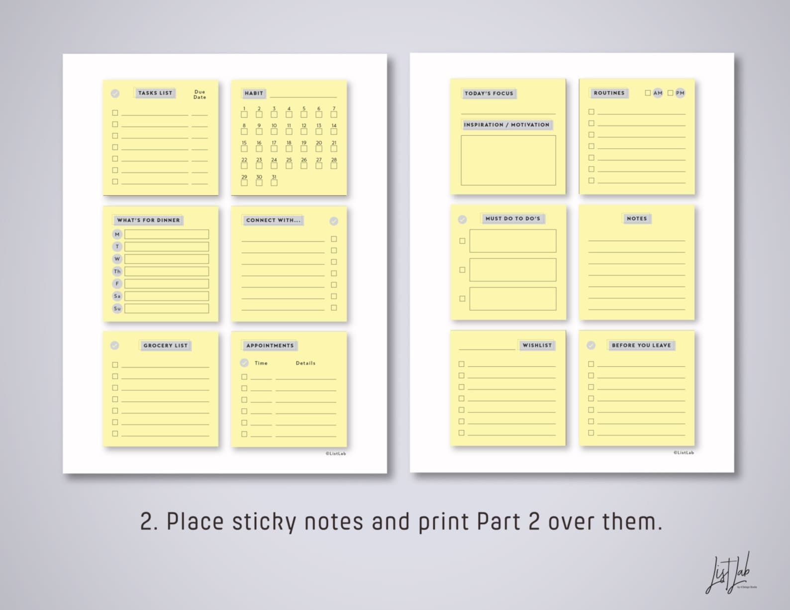 STICKY NOTES Printable PDF Fits 3in by 3in Notepads Etsy