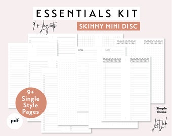 SKINNY MINI size ESSENTIALS Kit for Disc Bound Planner - Printable pdf - Simple Theme - 9+ layouts