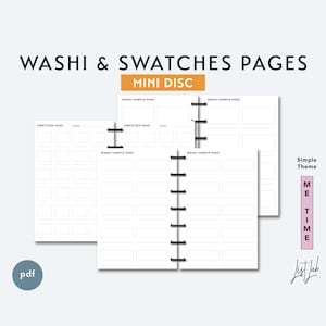 Mini Disc WASHI and SWATCHES Pages Set | Printable Minimalist Discbound Planner Inserts Set | pdf | Simple Theme