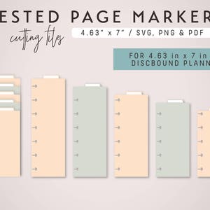 MINI Disc 5 Nested PAGE MARKERS | Discbound Planner Die Cutting Files Set | Cutting Template svg, png, pdf | diy planner