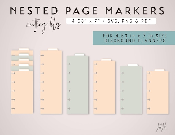 MINI Disc 5 Nested PAGE MARKERS Discbound Planner Die Cutting Files Set  Cutting Template Svg, Png, Pdf Diy Planner 