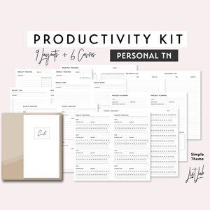 以下が含まれることがあります： 9つのレイアウトと6つのカバーを備えた生産性キット。キットには、毎週および毎月のトラッカー、バケットリスト、目標トラッカーが含まれています。シンプルなテーマで設計されており、パーソナルTNが含まれています。