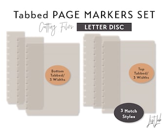 Letter Disc Tabbed Page Markers - 3 widths – Discbound Planner Die Cutting Files Set - svg, png, pdf | diy planner