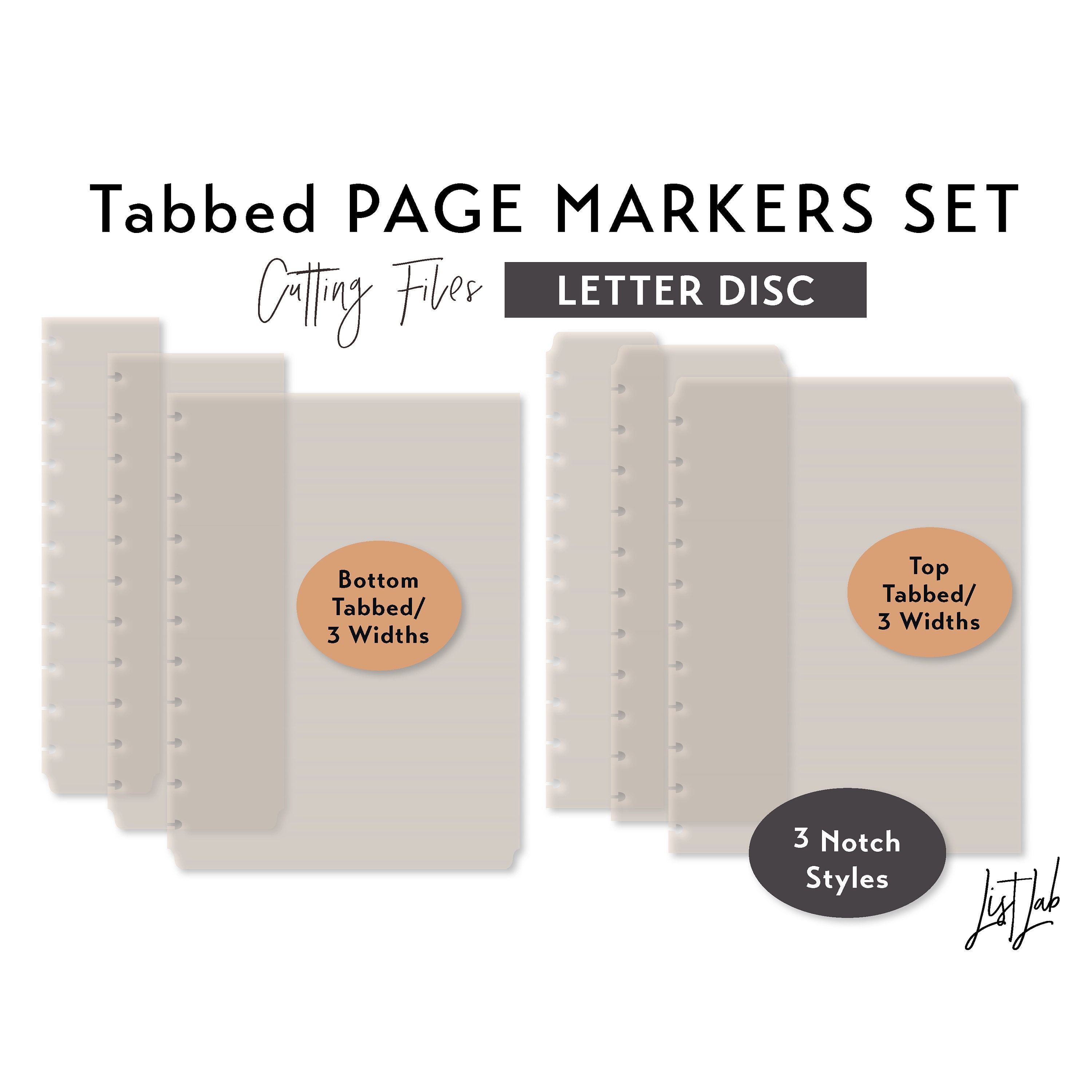 MINI Disc 5 Nested PAGE MARKERS Discbound Planner Die Cutting Files Set  Cutting Template Svg, Png, Pdf Diy Planner 