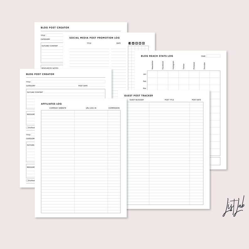 A4 and Letter Size BLOG KIT for Printable Planner Insert - Simple Theme ...