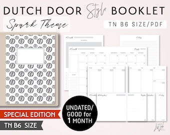 Dutch Door Style B6 Size Monthly-Weekly-Daily Dot Grid TN Printable Booklet Insert