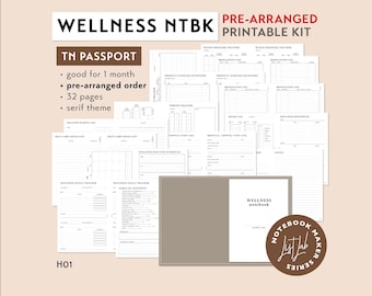Passport TN Wellness Notebook Pre-arranged Printable Kit | Traveler's Notebook Insert Set | Health Planner, Medical Log, Self-Care Insert