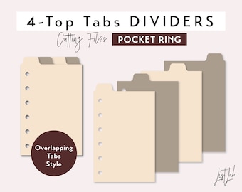 May include: Four beige tab dividers with overlapping tabs for a pocket ring binder. The tabs are labeled with the text "Cutting Files".