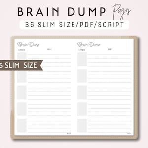 B6 SLIM TN Brain Dump - Printable Traveler&#39;s Notebook Insert PDF - Script Theme