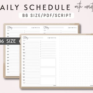 B6 TN Daily Schedule with variation - Printable Traveler's Notebook Insert - Script Theme
