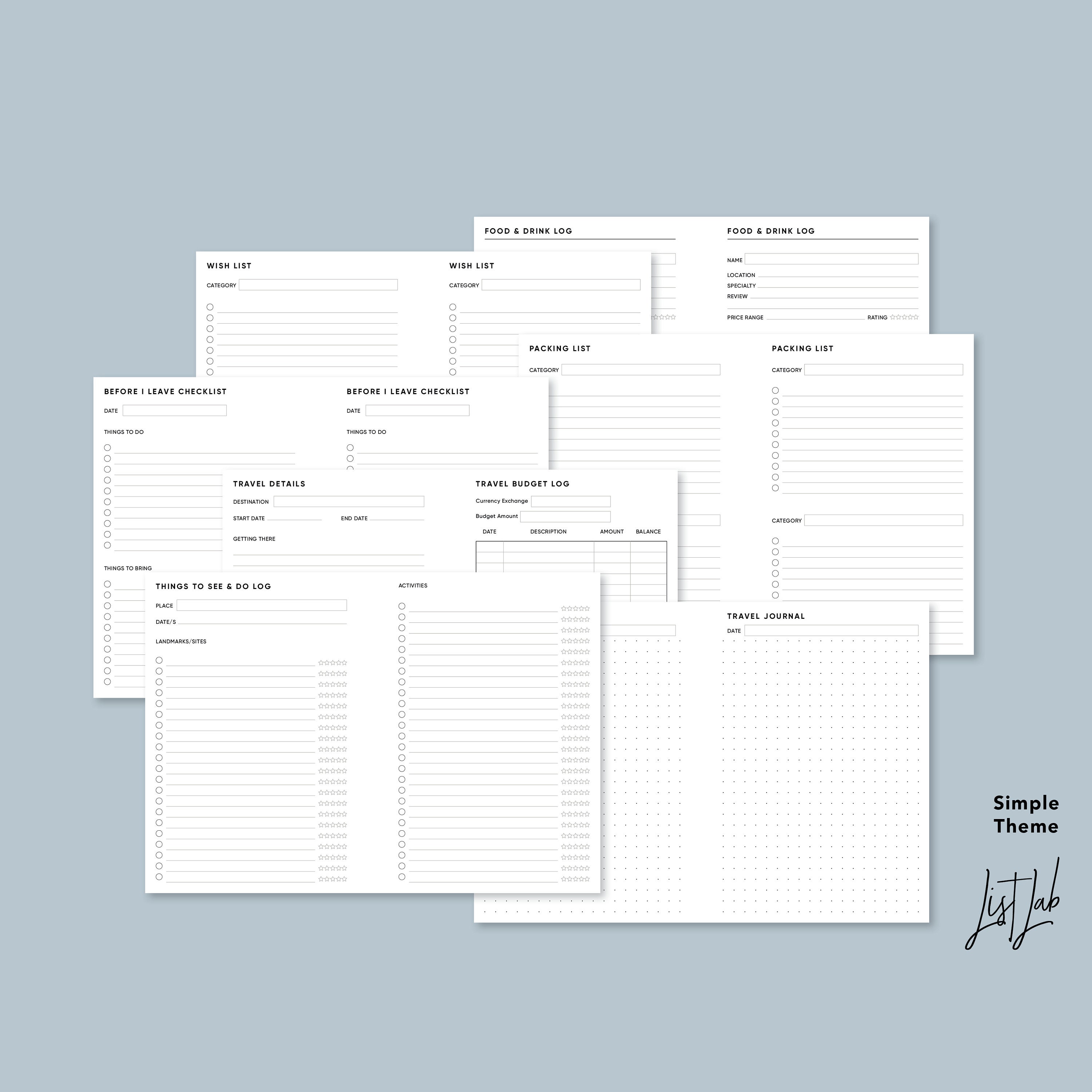 A6 Ring ME TIME KIT | Printable Minimalist Ring Planner Inserts Set ...