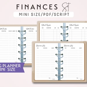 A8 / MINI Ring Finances Set  | Printable Minimalist Ring Planner Inserts Set | pdf | Script Theme