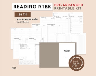 B6 TN Lesetagebuch-Set mit vorgefertigten, druckbaren Seiten | Einlagen-Set für Reisetagebücher | Lesetagebuch M01 V2.0