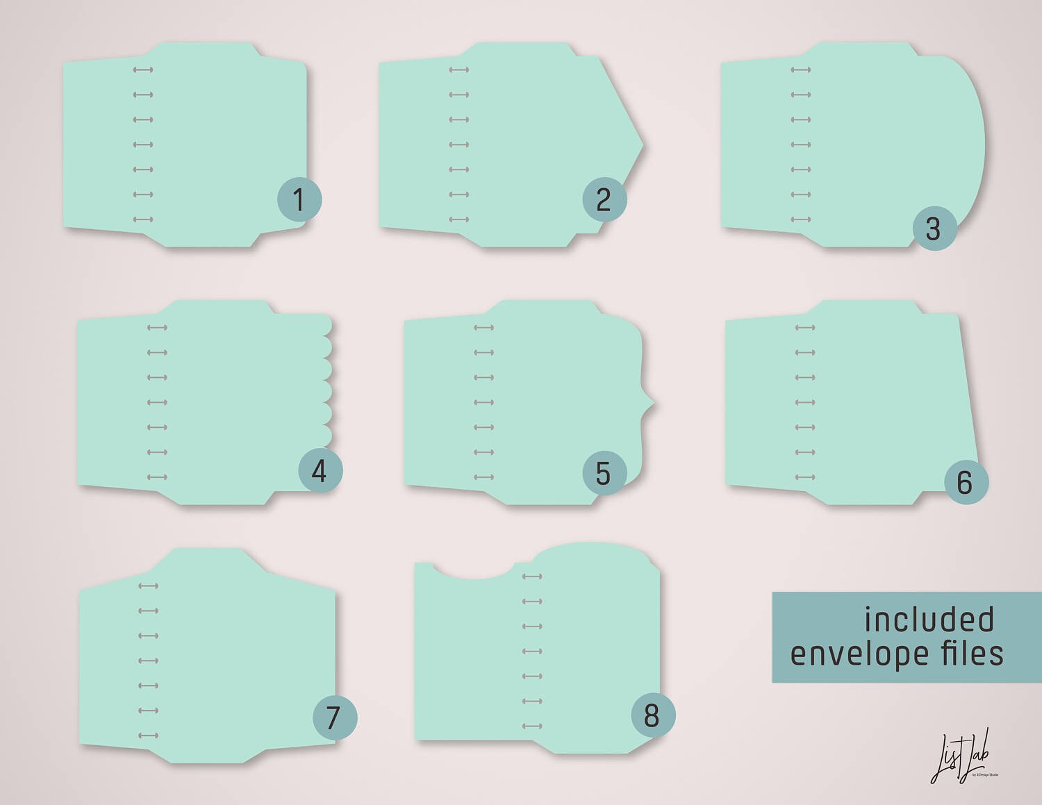 Mini Disc Bound PLANNER ENVELOPES Die Cutting Files Set 8 Etsy