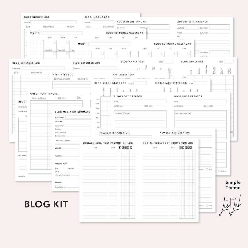 EVERYTHING BUNDLE for Passport size Traveler's Notebook - Printable UNDATED Set - Simple Theme image 4