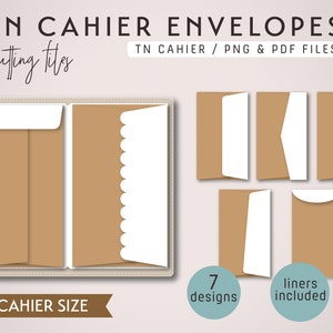 TN CAHIER Envelopes - SVG Die Cutting Files (7 Designs) for Traveler's Notebook - svg, png | diy planner