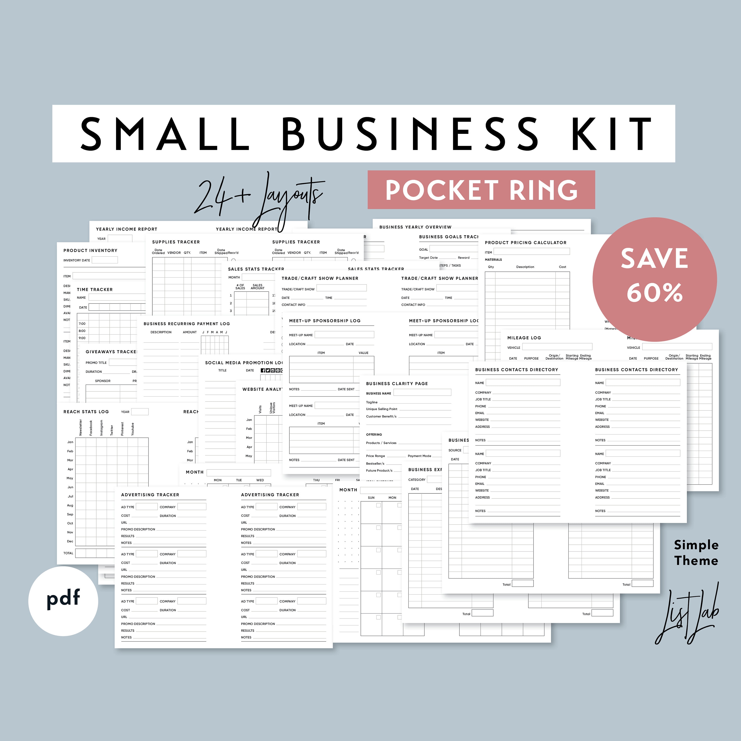 Pocket Ring CHECK REGISTER Printable Insert Set – ListLab