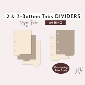 A9 Ring 2 and 3-BOTTOM Tab Dividers - Overlapping Tabs Style – Ring Planner Cutting Files Set | Planner Cutting Templates - svg, png, pdf