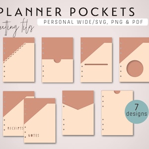 PLANNER POCKETS for Personal Wide Size Planners – Die Cutting Files (7 Designs) - svg, png, pdf | diy planner