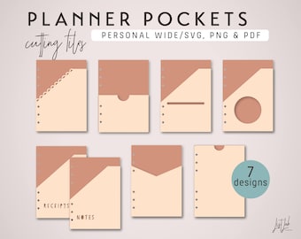 PLANNER POCKETS for Personal Wide Size Planners – Die Cutting Files (7 Designs) - svg, png, pdf | diy planner