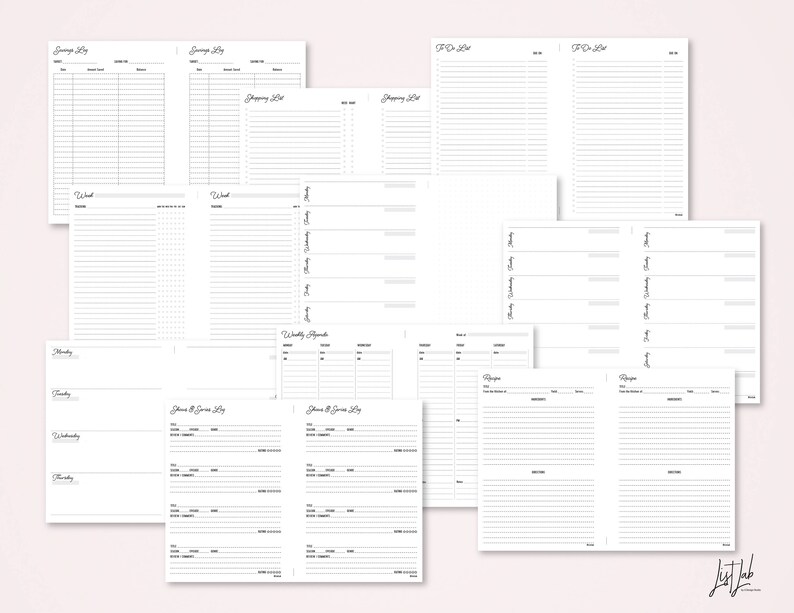 PERSONAL WIDE Size COMPLETE Printable Inserts Bundle for Ring Etsy