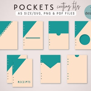 A5 PLANNER POCKETS – Die Cutting Files Set (7 Designs) - svg, png, pdf | diy planner