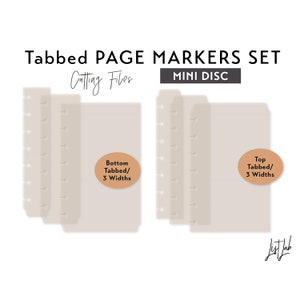 MINI DISC Tabbed Page Markers - 3 widths – Discbound Planner Die Cutting Files Set - svg, png, pdf | diy planner