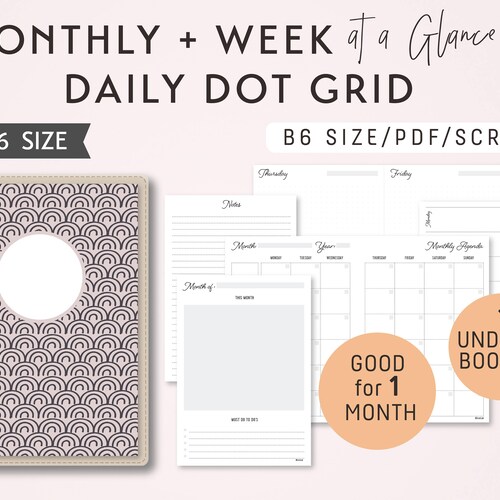 Dutch Door Style B6 Size Monthlyweeklydaily Dot Grid TN Etsy