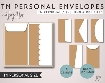 TN Personal Size ENVELOPES - SVG Die Cutting Files (7 Designs) for Traveler's Notebook - svg, png, pdf | diy planner