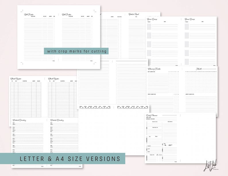 PERSONAL WIDE Size COMPLETE Printable Inserts Bundle for Ring Etsy