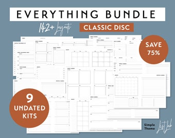 EVERYTHING BUNDLE for Classic Disc Bound Planners - Printable UNDATED Set - Simple Theme
