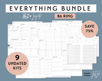 EVERYTHING BUNDLE for B6 Ring Planners - Printable UNDATED Set - Simple Theme