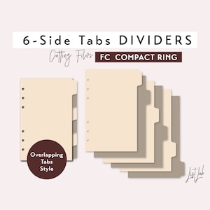 FC COMPACT Ring size 6 SIDE Tab Dividers - Overlapping Tabs Style – Die Cutting Files Set - svg, png, pdf | diy planner