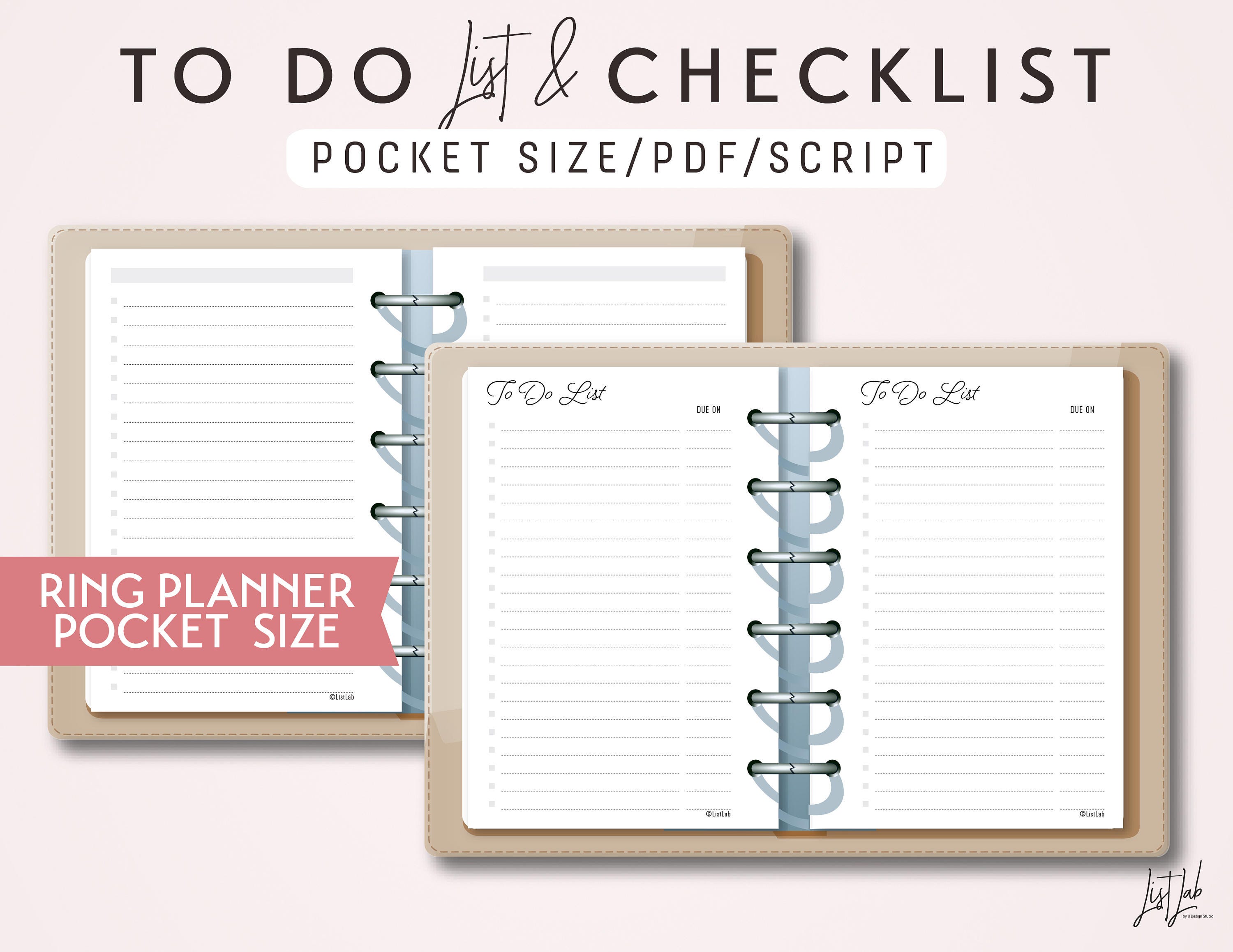 POCKET Size To Do List and Checklist Set Printable Ring Etsy