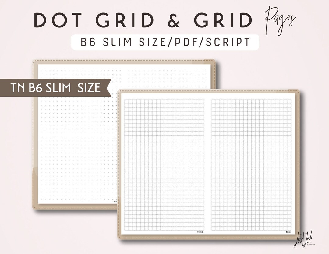 B6 SLIM TN Dot Grid and Grid - Printable Traveler's Notebook Insert ...