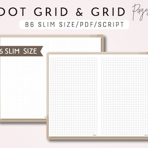 B6 SLIM TN Dot Grid and Grid - Printable Traveler&#39;s Notebook Insert - Script Theme