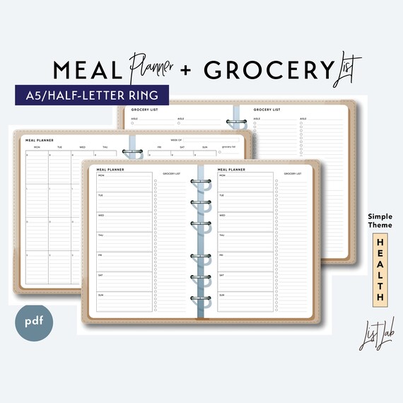 A5 Und Halb Brief Essen Planer Und Lebensmittelgeschaft Liste Etsy