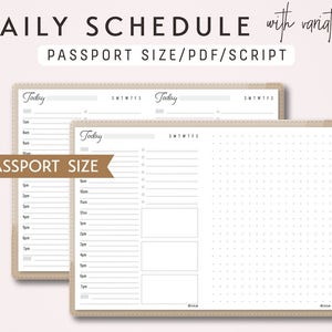 Paspoortformaat TN Dagelijks schema met variatie - afdrukbaar bijvoegsel voor reizigersnotitieboekje - schriftthema