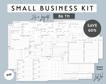 B6 TN Kleinunternehmens-Kit | Druckbare Einlagen für Reisetagebücher | PDF | Minimalistischer Planer | Schlichtes Design