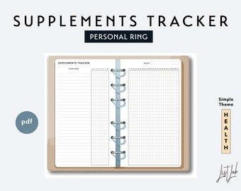 Personal Size SUPPLEMENTS TRACKER - Printable Ring Planner Insert pdf - Simple Theme