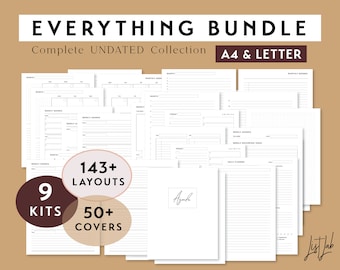 EVERYTHING BUNDLE A4 and Letter size Planners - Printable UNDATED Planner Insert Set - Simple Theme | Complete Printable Bundle Collection