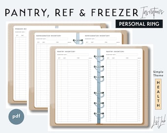 Personal Size PANTRY, REF and FREEZER Inventories - Printable Ring Planner Insert pdf - Simple Theme