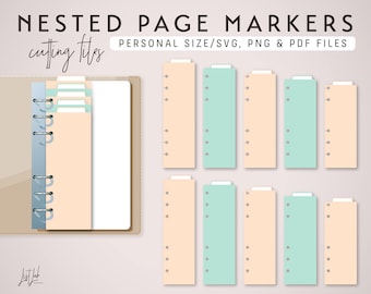 PERSONAL Ring Nested Page Markers | Ring Planner Die Cutting Files Set | Cutting Template svg, png, pdf | diy planner