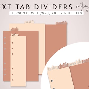 TEXT TAB Dividers and Page Markers for Personal Wide Size Planner – Die Cutting Files - svg, png, pdf | diy planner