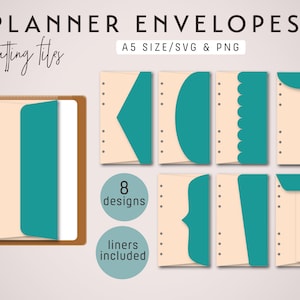 A5 PLANNER ENVELOPES Cutting Files – Die Cutting Files Set (8 Designs) -  svg and png | diy planner