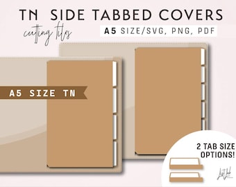 A5 TN SIDE Tabbed Covers Kit – Traveler's Notebook Die Cutting Files - svg, png | diy planner