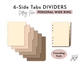 PERSONAL WIDE Ring size 6-SIDE Tab Dividers - Cascading Tabs Style – Die Cutting Files Set | diy planner