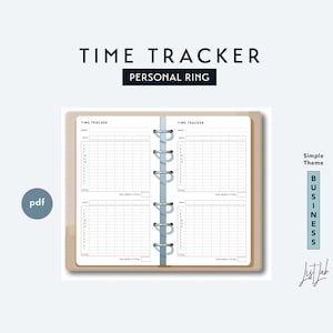 Personal Size TIME TRACKER - Printable Ring Planner Insert PDF - Simple Theme